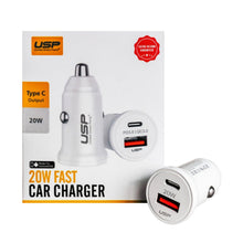 Load image into Gallery viewer, 20W USB A + TYPE C Fast Car Charger USP
