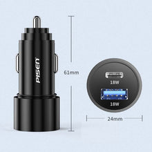 Load image into Gallery viewer, PISEN Metal PD + QC Fast car charger 36W (Black)  MF-C04
